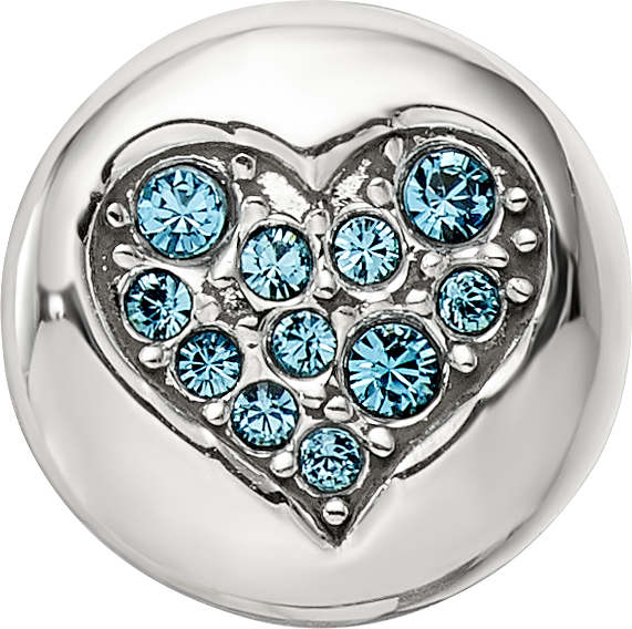 Sterling Silver Reflections Dec Blue Crystal Luck Heart Bead