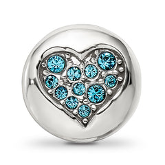 Sterling Silver Reflections Dec Blue Crystal Luck Heart Bead