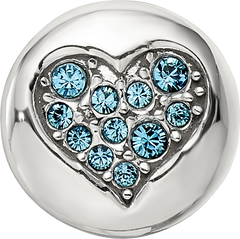 Sterling Silver Reflections Dec Blue Crystal Luck Heart Bead