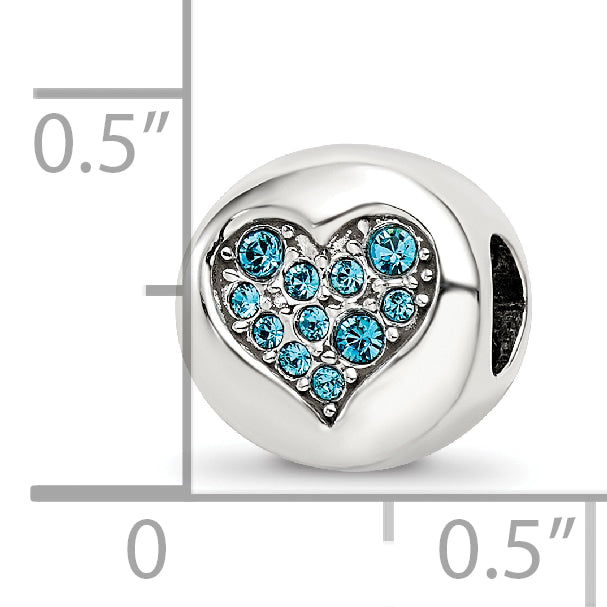 Sterling Silver Reflections Dec Blue Crystal Luck Heart Bead