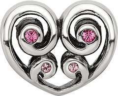 Sterling Silver Reflections Pink Crystal Twin Heart Bead