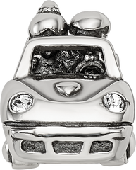 Sterling Silver Reflections Crystals Just Married Car Bead