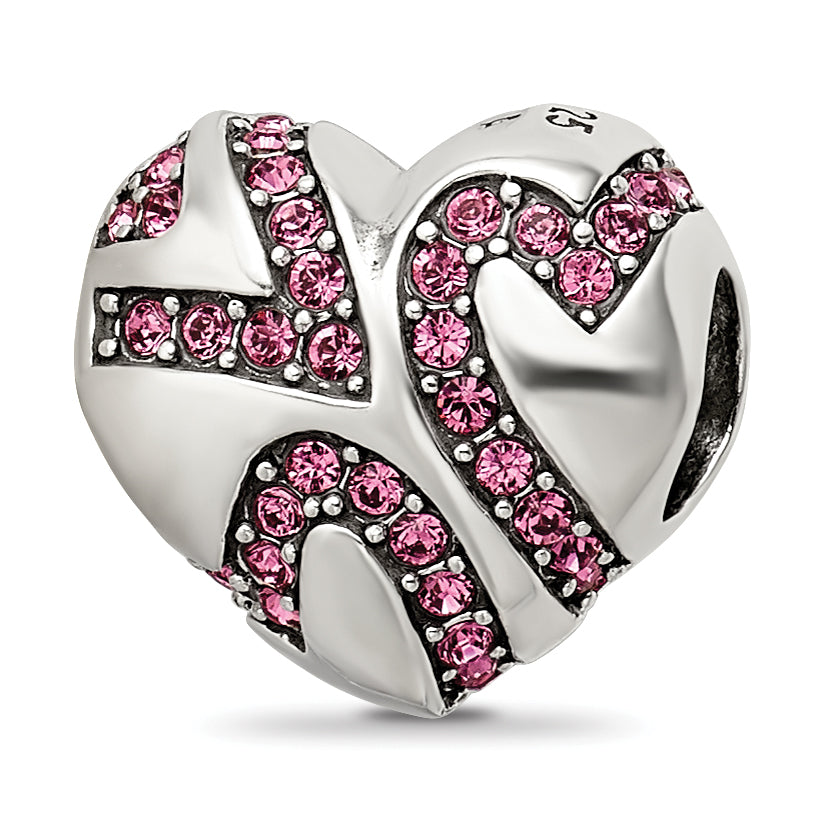 Sterling Silver Reflections Crystal Hearts on Heart Bead