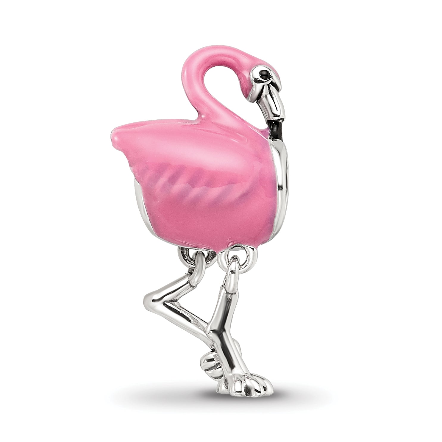 Sterling Silver Reflections Pink Enamel Flamingo Bead