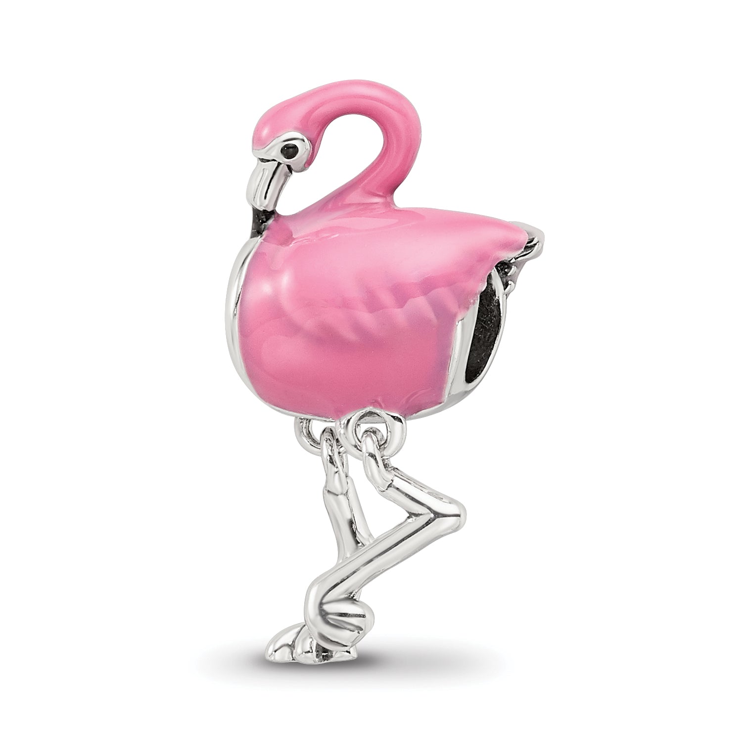 Sterling Silver Reflections Pink Enamel Flamingo Bead