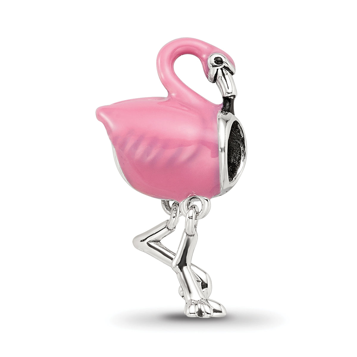 Sterling Silver Reflections Pink Enamel Flamingo Bead