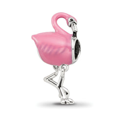 Sterling Silver Reflections Pink Enamel Flamingo Bead