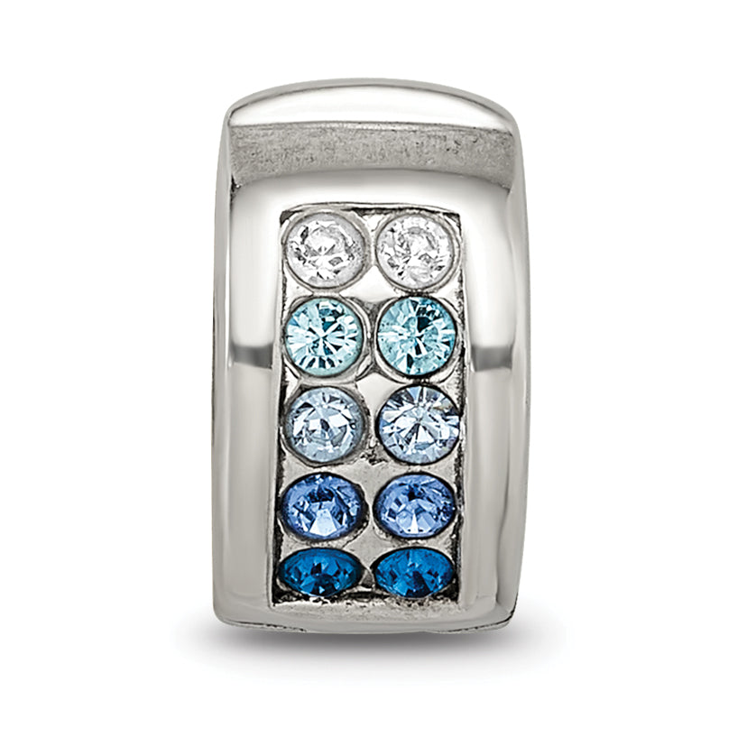 Sterling Silver Reflections Crystal Channel Blues Clip Bead