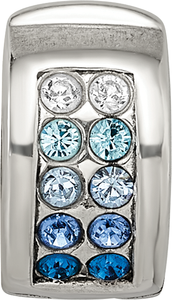 Sterling Silver Reflections Crystal Channel Blues Clip Bead