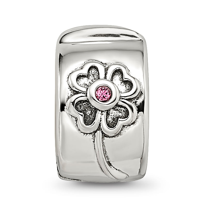 Sterling Silver Reflections Crystal Flower Clip Bead