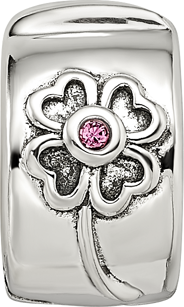 Sterling Silver Reflections Crystal Flower Clip Bead