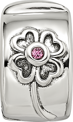 Sterling Silver Reflections Crystal Flower Clip Bead