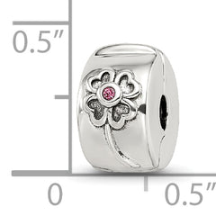 Sterling Silver Reflections Crystal Flower Clip Bead