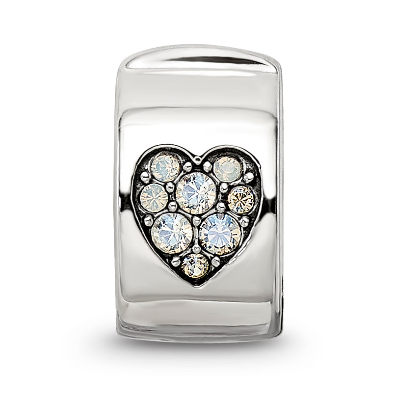 Sterling Silver Reflections Crystal Heart Clip Bead