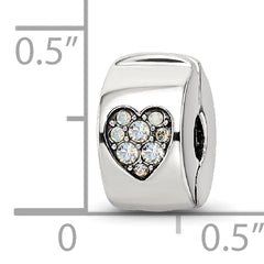 Sterling Silver Reflections Crystal Heart Clip Bead