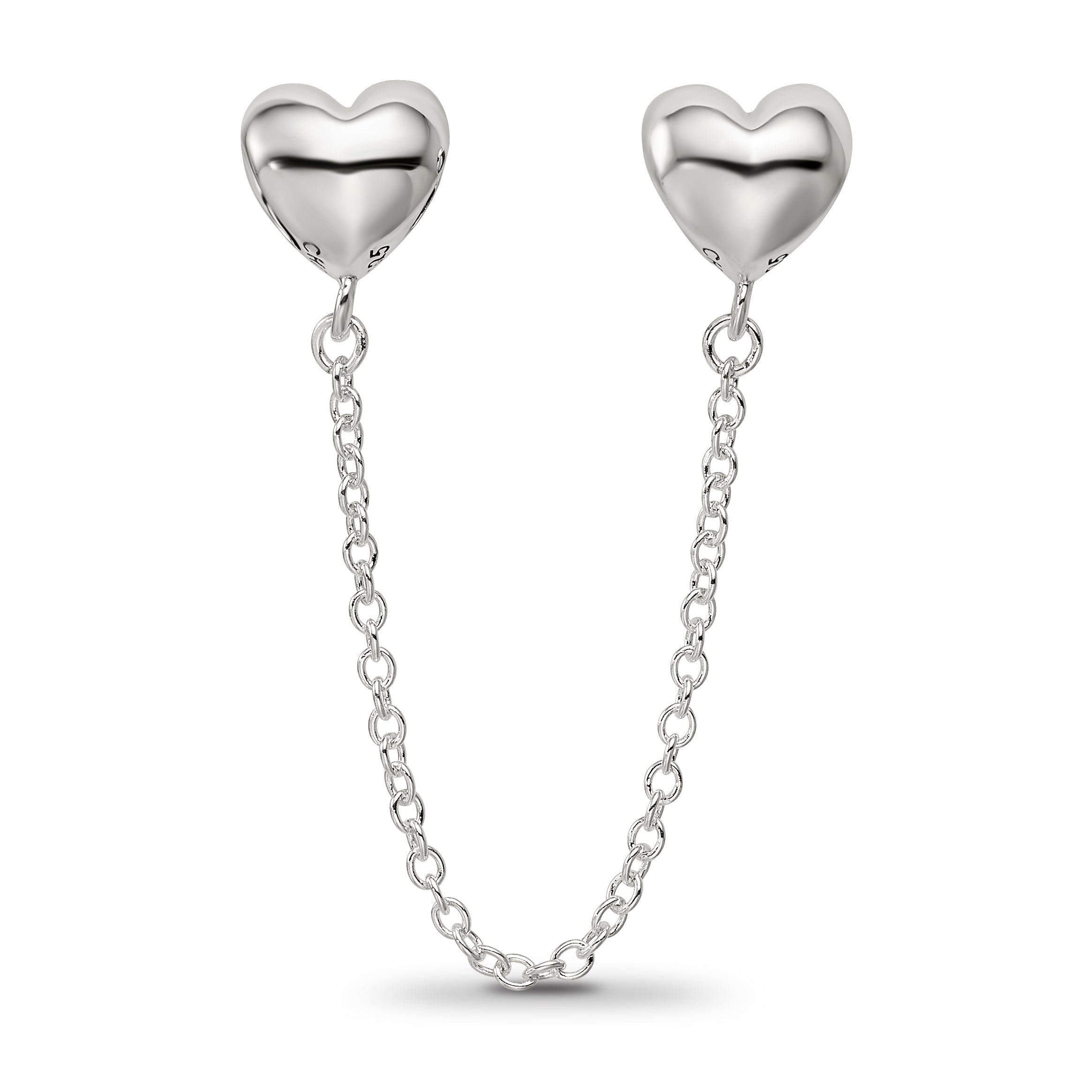 Sterling Silver Reflections Polished Hearts Safety Chain