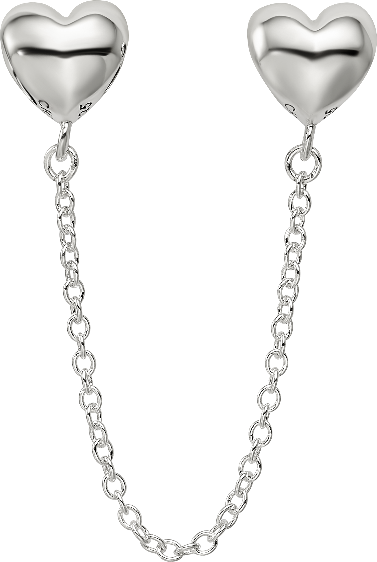 Sterling Silver Reflections Polished Hearts Safety Chain