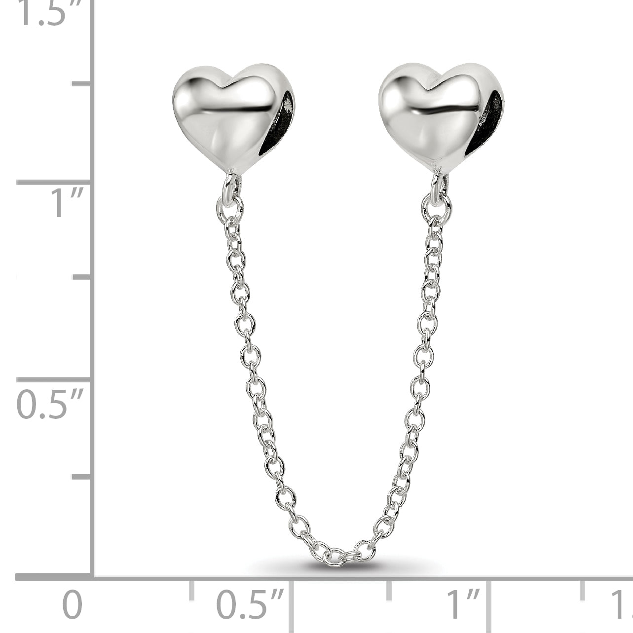 Sterling Silver Reflections Polished Hearts Safety Chain