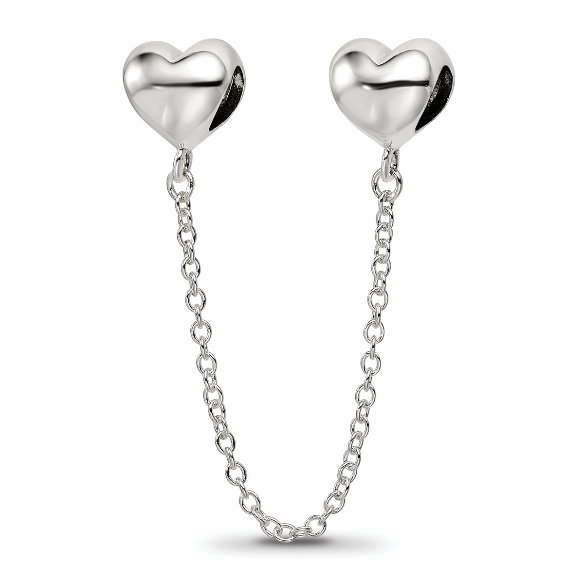 Sterling Silver Reflections Polished Hearts Safety Chain