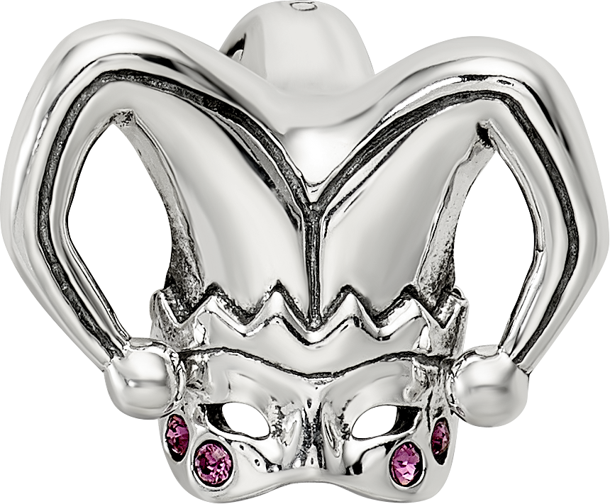 Sterling Silver Reflections Crystals Jester Mask Bead