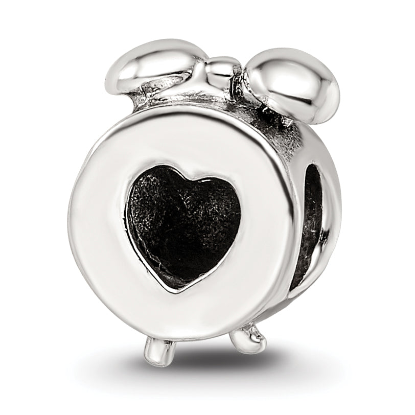 Sterling Silver 925 Alarm Clock Themed Bead with Antiqued Finish