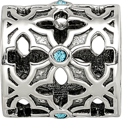 Sterling Silver Reflections Moroccan Lattice with crystals Bead