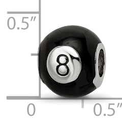 Sterling Silver Reflections Rhodium-plated Black Enamel 8-Ball Bead