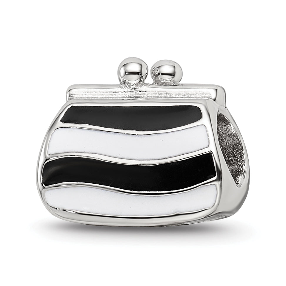 Sterling Silver Reflections Enamel Crystal Purse Bead