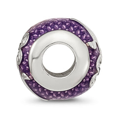 Sterling Silver Reflections Purple Enam with crystals Flower Bead