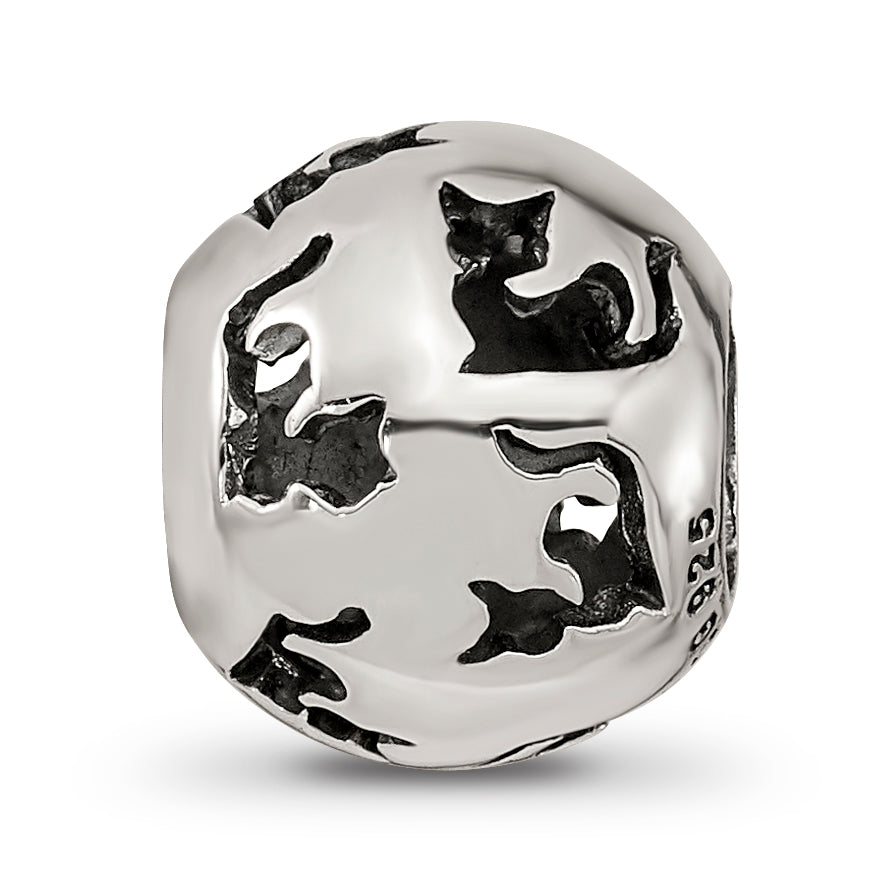 Sterling Silver Reflections Cutout Cat Bead