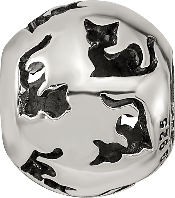 Sterling Silver Reflections Cutout Cat Bead