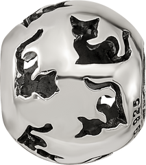 Sterling Silver Reflections Cutout Cat Bead