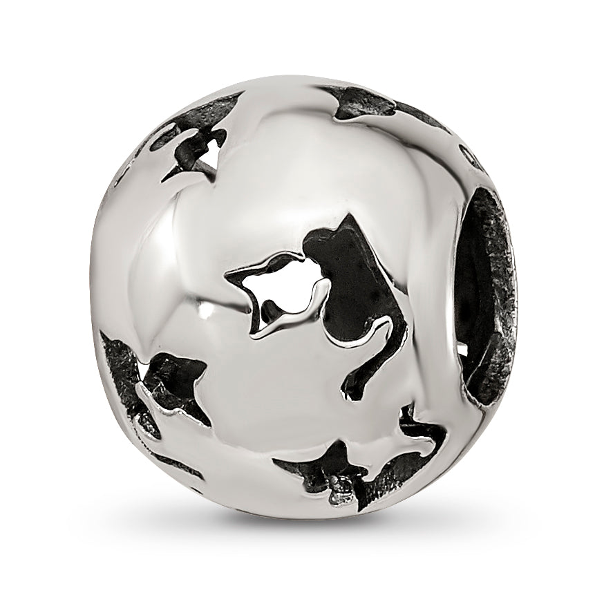 Sterling Silver Reflections Cutout Cat Bead