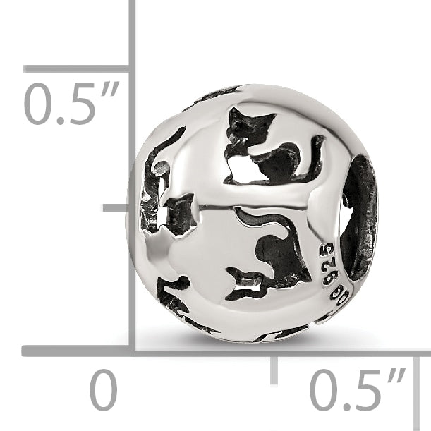 Sterling Silver Reflections Cutout Cat Bead