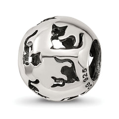 Sterling Silver Reflections Cutout Cat Bead