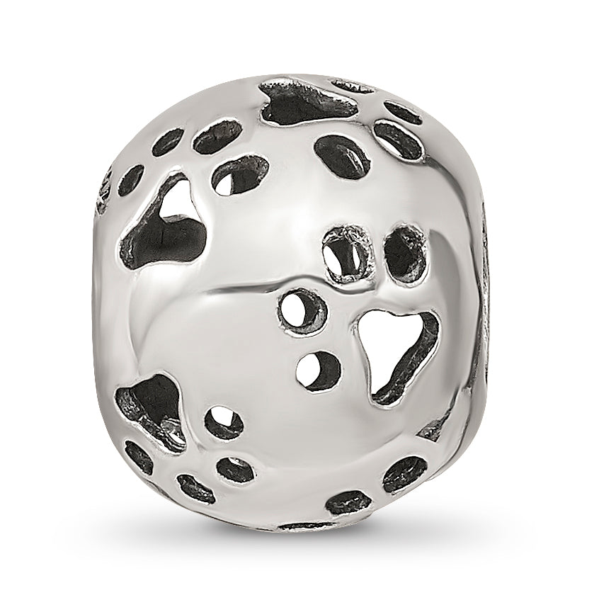 Sterling Silver Reflections Cutout Paw Prints Bead