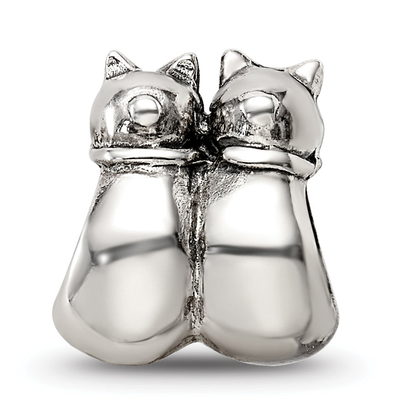 Sterling Silver Reflections Twin Cats Bead