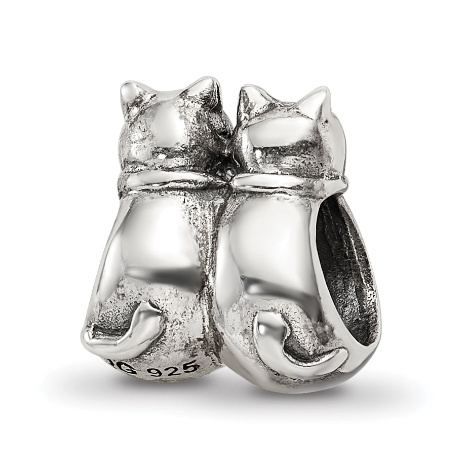 Sterling Silver Reflections Twin Cats Bead