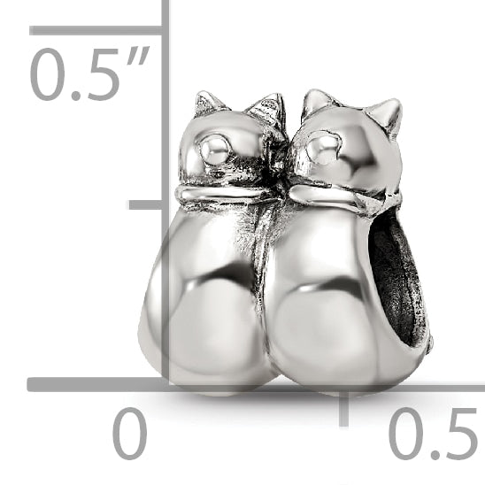 Sterling Silver Reflections Twin Cats Bead