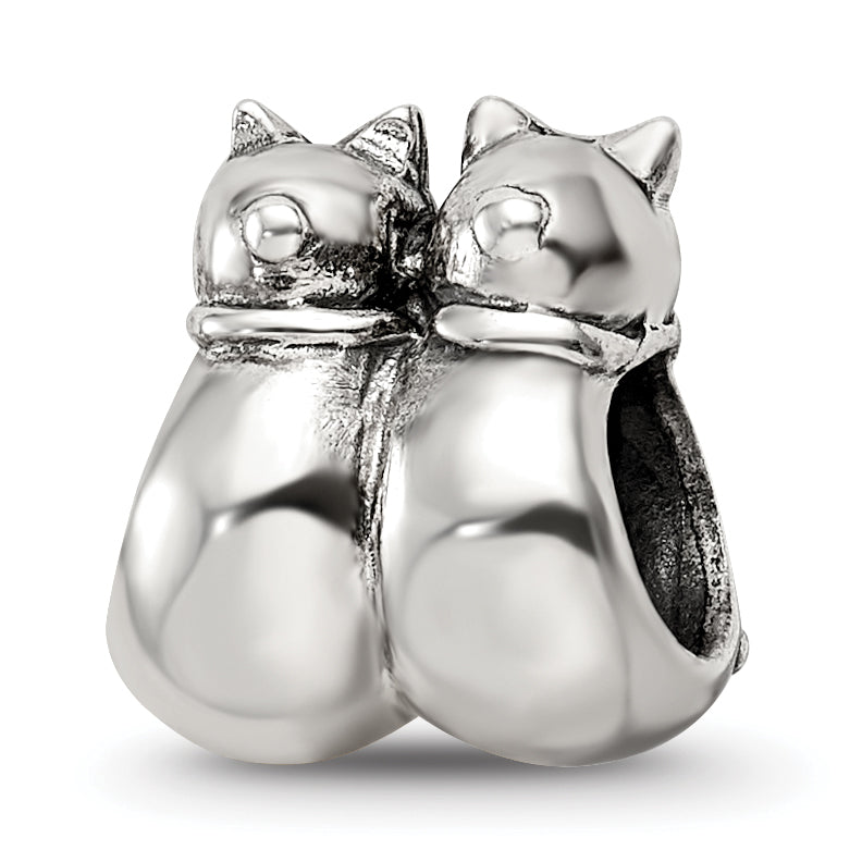 Sterling Silver Reflections Twin Cats Bead