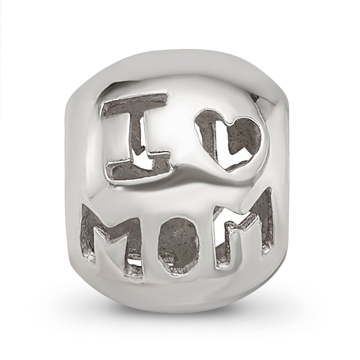 Sterling Silver Reflections Cutout I Heart Mom Bead