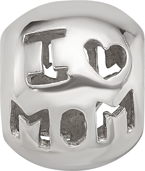 Sterling Silver Reflections Cutout I Heart Mom Bead