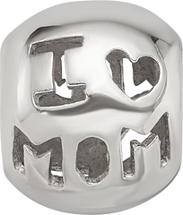 Sterling Silver Reflections Cutout I Heart Mom Bead