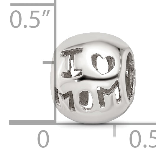 Sterling Silver Reflections Cutout I Heart Mom Bead