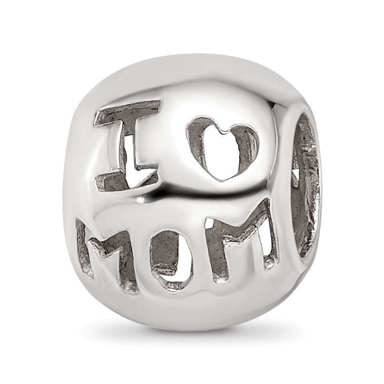 Sterling Silver Reflections Cutout I Heart Mom Bead