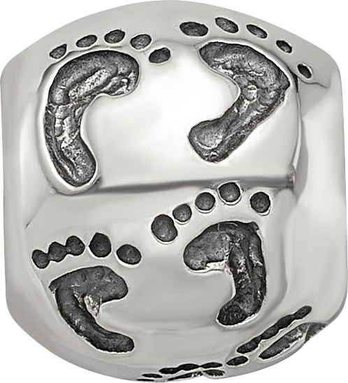 Sterling Silver Reflections Dad Mom & Baby Footprints Bead