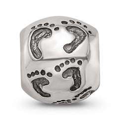 Sterling Silver Reflections Dad Mom & Baby Footprints Bead