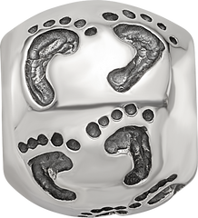 Sterling Silver Reflections Dad Mom & Baby Footprints Bead