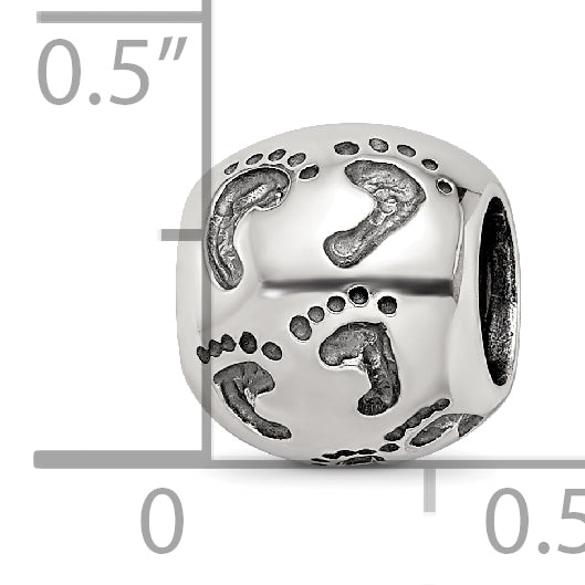 Sterling Silver Reflections Dad Mom & Baby Footprints Bead