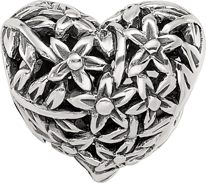 Sterling Silver Reflections Filigree Flower Heart Bead